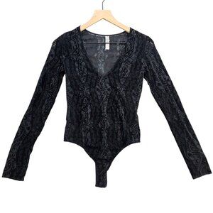 Free People‎ Intimately FP On Dance Floor Sheer Bodysuit Deep V-neck Lightweight
